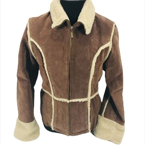 Jackets & Blazers - Outbound Collection Leather Jacket, Brown, Cream, Small